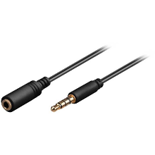 Goobay Hoofdtelefoon en audio AUX verlengkabel, 4 pin 3.5Mm slim verlengkabel 1 meter