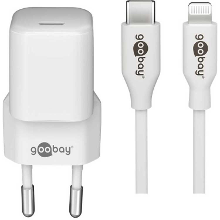 Goobay Lightning/USB C PD oplaad set Nano (20 W) oplader 1 meter