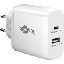 Goobay USB C PD GaN Dual snellader (65 W) oplader 1x USB C, 1x USB A, Power Delivery