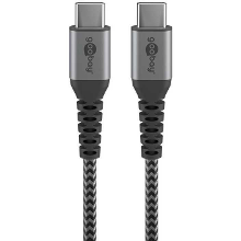 Goobay USB C > USB C textielkabel met metalen aansluitingen kabel 0,5 meter