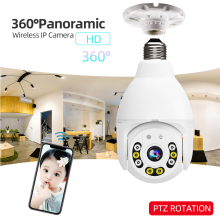 GUUDGO V380 8 LED WIFI E27 Lamp Dome Camera PTZ AP Hotspot Dual Light 4 infrarood + 4 Wit Licht Nachtzicht met Basis Afs