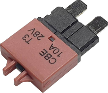 Hansor Circuit Breaker Standard, type 3, Manual Reset, 10A CBE3 Series 10A Zekeringautomaat standaard vlakzekering 10 A Rood 1 stuk(s)