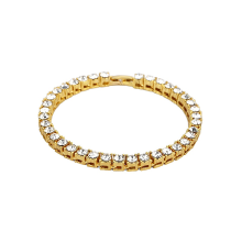 Hip Hop Rhinestone Chain Zinc Alloy Gold Color Rock Style Bracelet For Men