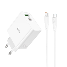 HOCO C113A PD 65W dubbele poorten USB A Type C Snel opladen muurladeradapter EU stekker met 1 m lang Type C tot Type C k