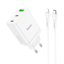 HOCO N33 PD35W 3 poorts USB PD oplader Dual Type C + USB A PD QC3.0 Snelladende muuropladeradapter EU stekker met 1M Typ