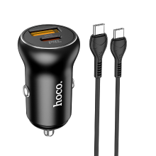 HOCO NZ5 PD 30W QC 3.0 Dual Port USB + Type C Fast Charging Car Charger Adapter with 1M Type C tot Type C Cable For iPho