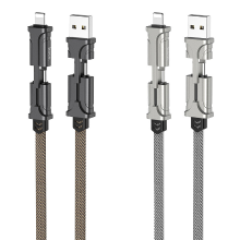 HOCO S22 USB A/Type C tot Type C/iP Kabel Snel Opladen Nylon Gevlochten Kabel Datatransmissie Koperen Kern Lijn 1.2 M La