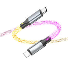 HOCO U112 20W 3A Type C naar ik p kabel Soft Kleurful Led verlichting Shine Snel opladen Datakabel Datatransmissie Verdi