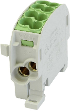 Hoofdleiding Vertakkingsklem Pa, Messing Lichtgrijs (ral 7035), Geel Groen 1 Polig 100 A 690 V Geleidertype = Pe Horaetec 106287