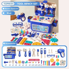 Mijn Hummeltje Tool Master   Bouw & Speel   Gereedschapskist Speelset 152 stuks (Blauw) | Educatief Speelgoed