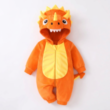 Mijn Hummeltje TinyDino – Warm & Speels – Baby Dieren Onesie met Dinosauruscapuchon Oranje / 60 (1–3 maanden) | Educatief Speelgoed