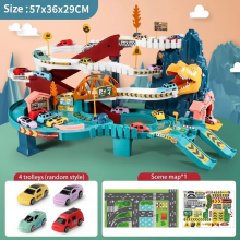 Mijn Hummeltje JurassicRun – Stoer & Leerzaam – Dino Racebaan met Auto’s 4 auto's | Educatief Speelgoed