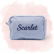 Mijn Hummeltje Striped Name Pouch – Gepersonaliseerd & Stijlvol – Make up Tas Blauw / Middel (18x11x7cm) | Educatief Speelgoed