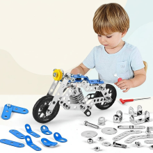 Mijn Hummeltje RaceBuilder – Cool & Creatief – Multi Shape Bouwkit Blauwe motorfiets | Educatief Speelgoed