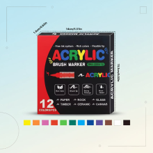 Mijn Hummeltje ColorCraft – Creatief & Duurzaam – Acrylmarkers met penseelpunt 12 kleuren | Educatief Speelgoed