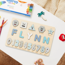 Mijn Hummeltje Woods™   Geef een blijvende herinnering!   Gepersonaliseerde puzzel Vormen & Cijfers   Turquoise | Educatief Speelgoed