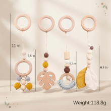 Mijn Hummeltje Wooden Baby Rattle Toy – Sensorisch & Veilig – Baby Gym Geel blad | Educatief Speelgoed