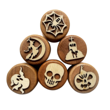 Mijn Hummeltje WoodStamp – Montessori & Creatief – 6 stuks Houten Kleistempels Halloween | Educatief Speelgoed