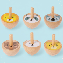 Mijn Hummeltje ColorSpin – Houten & Speels – Houten Fidget Tol Dieren (hout kleur) | Educatief Speelgoed