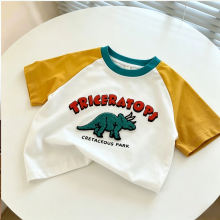 Mijn Hummeltje StreetBoy – Stoer & Comfortabel – Kinder T shirt met Raglan Mouwen en Print Triceratops / 80 (1–2 jaar) | Educatief Speelgoed