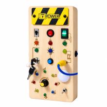 Mijn Hummeltje TinyTech – Houten Busy Board met Lichtjes & Schakelaars – Educatief Speelgoed Stroomverdeelbord | Educatief Speelgoed