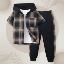 Mijn Hummeltje Boys Checkered Outfit – Trendy en comfortabel – Geruite Kinderkleding set Bruin / 130 (6–7 jaar) | Educatief Speelgoed