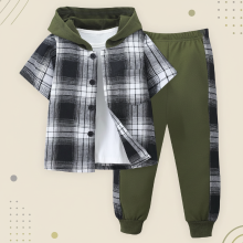 Mijn Hummeltje Boys Checkered Outfit – Trendy en comfortabel – Geruite Kinderkleding set Legergroen / 130 (6–7 jaar) | Educatief Speelgoed