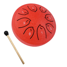 Mijn Hummeltje TinyHarmony – Compact & Muzikaal – 8 Noten Tongue Drum Rood | Educatief Speelgoed