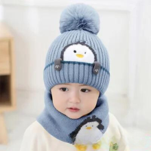 Mijn Hummeltje Mini Fashion™   Schattig Pinguin Design   Kinder Muts & Sjaal Blauw / One Size | Educatief Speelgoed