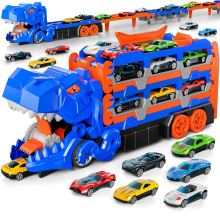 Mijn Hummeltje JurassicTruck™ – Stoer & Leuk – Opvouwbare Dino Transportwagen Blauw | Educatief Speelgoed