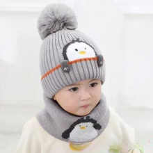 Mijn Hummeltje Mini Fashion™   Schattig Pinguin Design   Kinder Muts & Sjaal Grijs / One Size | Educatief Speelgoed