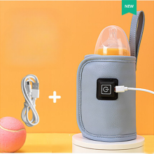 Mijn Hummeltje Nurtura – Warm & Onderweg – Draagbare Babyflessenwarmer PU leer   Blauw | Educatief Speelgoed