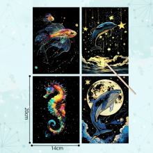 Mijn Hummeltje GlowArt – Glow in the dark – Kraskaarten Set Oceaan | Educatief Speelgoed