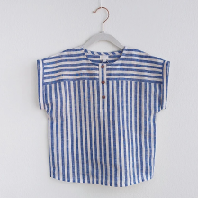 Mijn Hummeltje LittleClassic – Elegant & Comfortabel – Jongens Linnen Shirt met Knoopdetail Blauw Gestreept / 130 (6–7 jaar) | Educatief Speelgoed