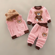 Mijn Hummeltje Mini Fashion™   Comfortabel & Warmerend – Herfst/Winter Pakje Lichtroze set met berenpatch + bodywarmer / 90 (18–24 maanden) | Educatief Speelgoed