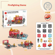 Mijn Hummeltje Magnetic Road Blocks – Creatief & Leerzaam – Magnetische Wegen Bouwset Brandbestrijding (30 onderdelen) | Educatief Speelgoed
