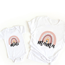 Mijn Hummeltje Mini Fashion™   Mama & Dochter   Matchende Shirt & Romper Wit   Roze Regenboog / Vrouwen   S | Educatief Speelgoed