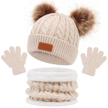 Mijn Hummeltje CozyPom – Warm & Zacht   Winterset met Muts, Sjaal en Handschoenen Beige | Educatief Speelgoed