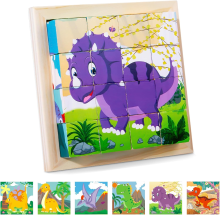 Mijn Hummeltje CubePuzzle – Leuk & Educatief – 3D Houten Blokken Puzzel Dinosaurus | Educatief Speelgoed