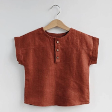 Mijn Hummeltje LittleClassic – Elegant & Comfortabel – Jongens Linnen Shirt met Knoopdetail Rood / 100 (3–4 jaar) | Educatief Speelgoed