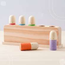 Mijn Hummeltje Color Spring– Spelend & Ontwikkelend – Sensorisch Houten Babyspeelgoed Gekleurde Houten vingers | Educatief Speelgoed