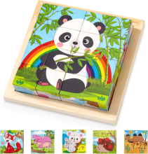 Mijn Hummeltje CubePuzzle – Leuk & Educatief – 3D Houten Blokken Puzzel Dieren | Educatief Speelgoed