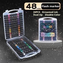 Mijn Hummeltje ArtShine – Kleurijk & Sprankelend – Dubbelzijdige Glitter & Lichtgevende Stiften Set Lichtgevend   48 Kleuren | Educatief Speelgoed