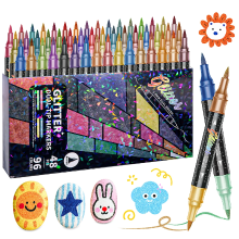 Mijn Hummeltje ArtShine – Kleurijk & Sprankelend – Dubbelzijdige Glitter & Lichtgevende Stiften Set Glitter   96 Kleuren | Educatief Speelgoed