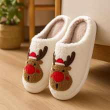 Mijn Hummeltje Noordlicht – Warm & Feestelijk – Pluche Kerstpantoffels met motief Edelhert / 42 43 | Educatief Speelgoed