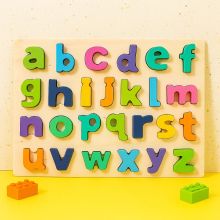 Mijn Hummeltje AlphaBlocks – Houten & Educatief – 3D letterpuzzel Kleine letters (Pastel) | Educatief Speelgoed