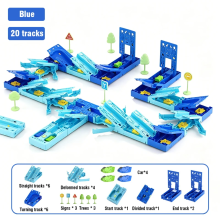 Mijn Hummeltje GravityRacer – Leerzaam & Leuk – DIY Voertuigen Track Set Blauw / Racebaan (20 onderdelen) | Educatief Speelgoed