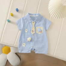 Mijn Hummeltje KiddoStyle – Schattig & Zacht – Kinder Jumpsuit met Stropdas en Patch Blauw / 90 (12–18 maanden) | Educatief Speelgoed