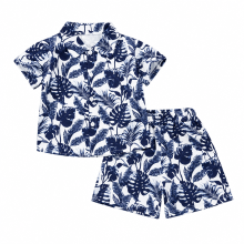 Mijn Hummeltje Mini Fashion™   Fris & Vrolijk   Bloemen Jongens Setje Blauw Blad Wit / 120 (4 5 Jaar) | Educatief Speelgoed