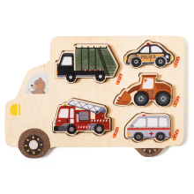 Mijn Hummeltje Woods™ – Puzzel Avontuur – Houten Auto Puzzel Werkvoertuigen | Educatief Speelgoed